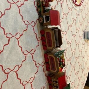 Festive Wooden Train Decor - Red and Green